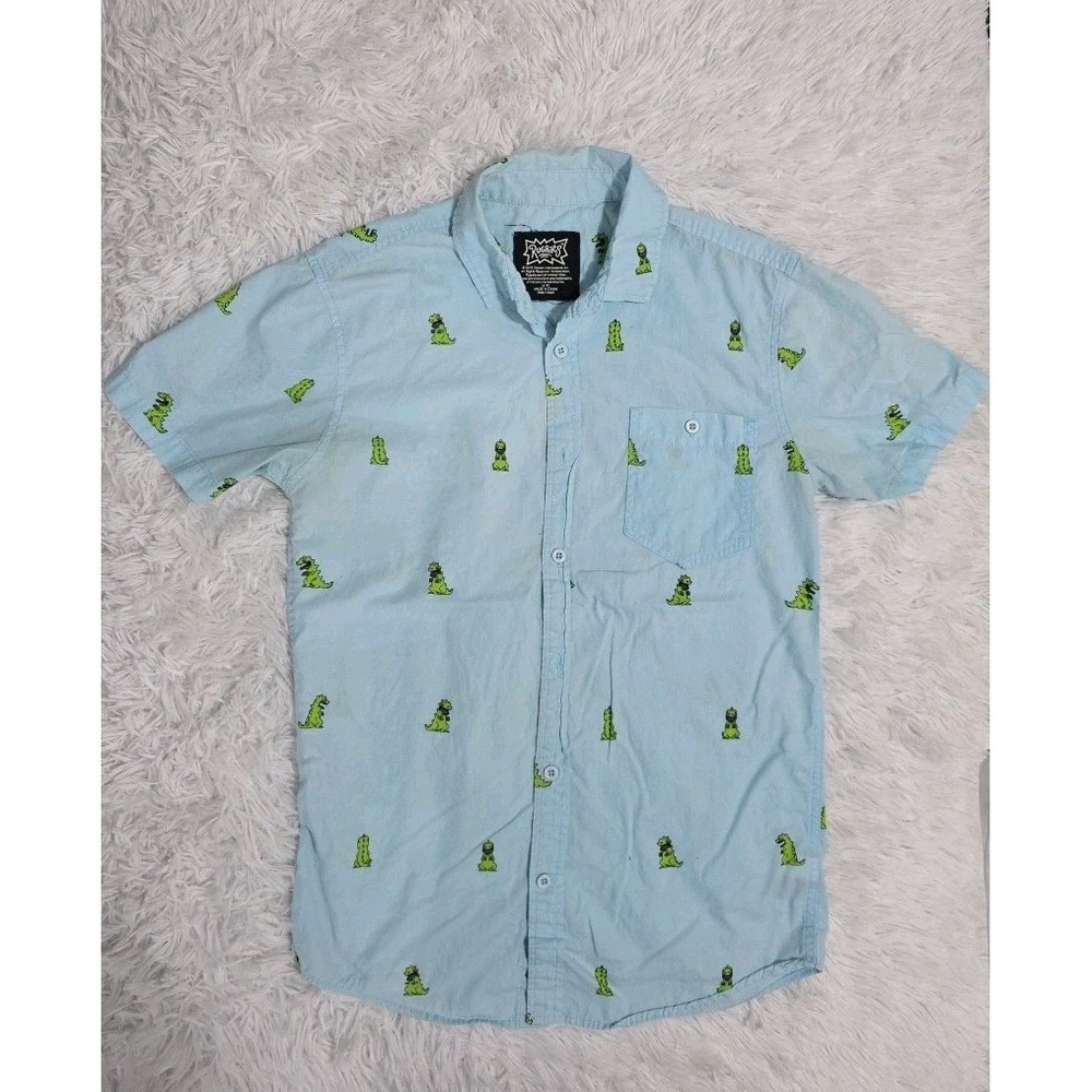 Nickelodeon Rugrats Reptar Button Up Shirt Mens Sz Small Casual Preppy Workwear